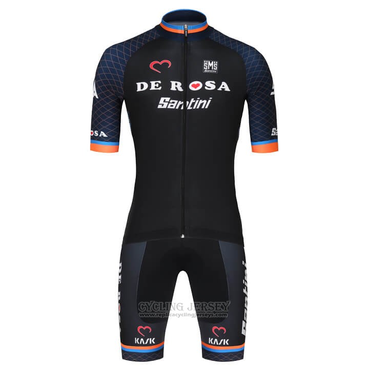 2018 Cycling Jersey De Pink Santini Black Short Sleeve and Bib Short